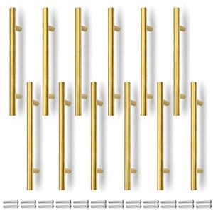 SANATO Pcs 8 Inch (5 Inch Hole Center) Gold Cabnet Pulls Kitchen Cabinet Handles, Made of Stainless Steel, Ideal for Cabnet, Drawer, Cupboard