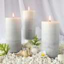 White Pillar Candles, Aromatherapy Scented Candles, Set of 3 Tall 3x6 Inch Rustic Grey Candles, Clean Burning and Dripless Candle Lights, Creamy Coconut Scented for Home Dcor (3"X6")
