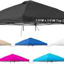 10x10 Canopy Replacement Top Cover,Pop Up Canopy Tent Top with Air Vent Ropes, Waterproof Sunshade Silver Coated Oxford Cloth for Outdoor Garden Patio Picnic Camping(Top Only,301 * 301cm)