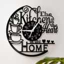 12'' Kitchen Vinyl Record Wall Clock, Kitchen Heart Home Theme Wall Clock Coffee Bar Wall Watch Clock Coffee Wall Decor Battery Operated Silent Movement for Women Wife Restaurant Dining Room (Without Led)