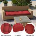 Outdoor Bench Cushion 44x22x4 Inch with Ties Loveseat Pads, Red