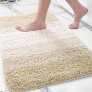 Arotive Microfiber Bathroom Rugs, Shaggy Soft and Absorbent Bath Rug, Non-Slip, Thick Plush Machine Washable Dry Bath Mats for Bathroom, Tub and Shower, 24x16, Light Beige, Rectangular