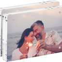 2 Pack Acrylic Picture Frame 57, Clear Magnetic Free Standing, Minimalist Photo Display