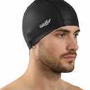High Elasticity Fabric Swim Cap - One Size Fits Women, Girls, Men & Kids, Breathable, Keeps Hair Clean for Long & Short Hair (Medium, Black)