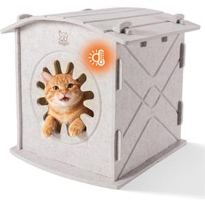 Apasiri Cat Houses for Indoor Cats: Felt Cat House Cave Cathouse, Scratch-Resistant Warm Insulated Covered, Hideaway Tent for Anxiety Relief Gift 