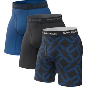 Pair of Thieves Super Fit Long Boxer Briefs for Men - Ultra Soft, Breathable, Quick-Dry Underwear 4-Way Stretch (2 & 3 Pack) (Medium)
