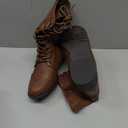 Forever Link Women's Round Toe Military Lace Up Knit Ankle Cuff Low Heel Combat Boots, 8.5