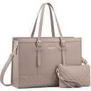 LOVEVOOK Women's 15.6 inch Laptop Tote, Waterproof PU Leather Computer Work Bag, Large Capacity Business Office Tote 