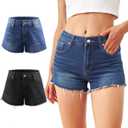 Liloak Womens Pack of Washed Denim Jean Shorts Mid Rise Casual Ripped Frayed Hem Summer Hot Shorts Pack (M)