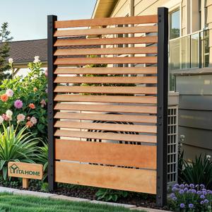 YITAHOME 60" H x 38" W Privacy Fence Panel, Wood Trash Can Hider, Air Conditioner Privacy Screen for Outside, Backyard, Patio,1 Panel, Brown