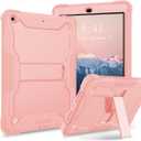 iPad 9th/8th/7th Generation, iPad 10.2 Case Slim Heavy Duty Shockproof Rugged Soft Silicone Protective Case with Built-in Stand for iPad 10.2 inch 2021/2020/2019, Rose Gold