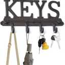 Notakia Vintage Cast Iron Key Holder for Wall with 4 Hooks - Decorative Rustic Farmhouse Key Organizer - Wall Mount Key Rack for Entryway - Includes Screws & Anchors (1pcs (Brown 4 Hooks))