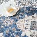 Hallway Washable Runner Rug - 2'6x14 Kitchen Rugs Entryway Rug Runner Vintage Soft Floor Mat Non Slip Indoor Farmhouse Carpet for Bathroom Living Room Bedroom (2'6''x14', Blue)