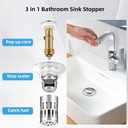 Bathroom Sink Drain Stopper, Universal Pop Up Drain for Bathroom Sink Replacement, Sink Drain Cover with Anti-Clogging Filter Basket Hair Catcher, Sink Drain Strainer for 1.1-1.45 Inch