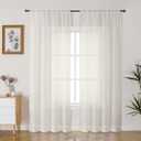 Gwine Ivory Sheer Curtains 84 Inches Long 2 Panels Set for Living Room, Rod Pocket Voile Bedroom Curtains, Light Filtering Solid Window Sheer Panels, Each 42" Wx84 L 3 in pack