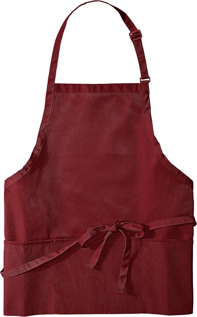 Uncommon Threads Unisex Adjustable 3 Pocket Restaurant Bib Apron (Red, XS)
