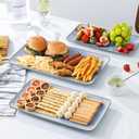 Ceramic Rectangle Serving Platter: 15.6/14.1/12.6 Inch Large Serving Dishes for Entertaining Party, Turkey, Cheese, Sushi, Snack and Dessert, Microwave Dishwasher Safe, Blue