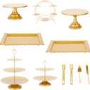 MTJYQTF Gold Cake Stand Set - 11pcs Metal Dessert Table Display Set for Party, Vintage Candy Table Display Sets for Wedding Birthday Baby Shower Housewarming Party Farewell Party CS003-1217 (Gold-11 Pcs)