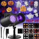 Moukeren 2025 Halloween Decorations Projector Lights Outdoor 2-in-1 Upgraded Holiday Projectors with 20 Slides Patterns 10 Colors Waterproof Halloween Laser Show Xmas Party Yard Garden Decorations