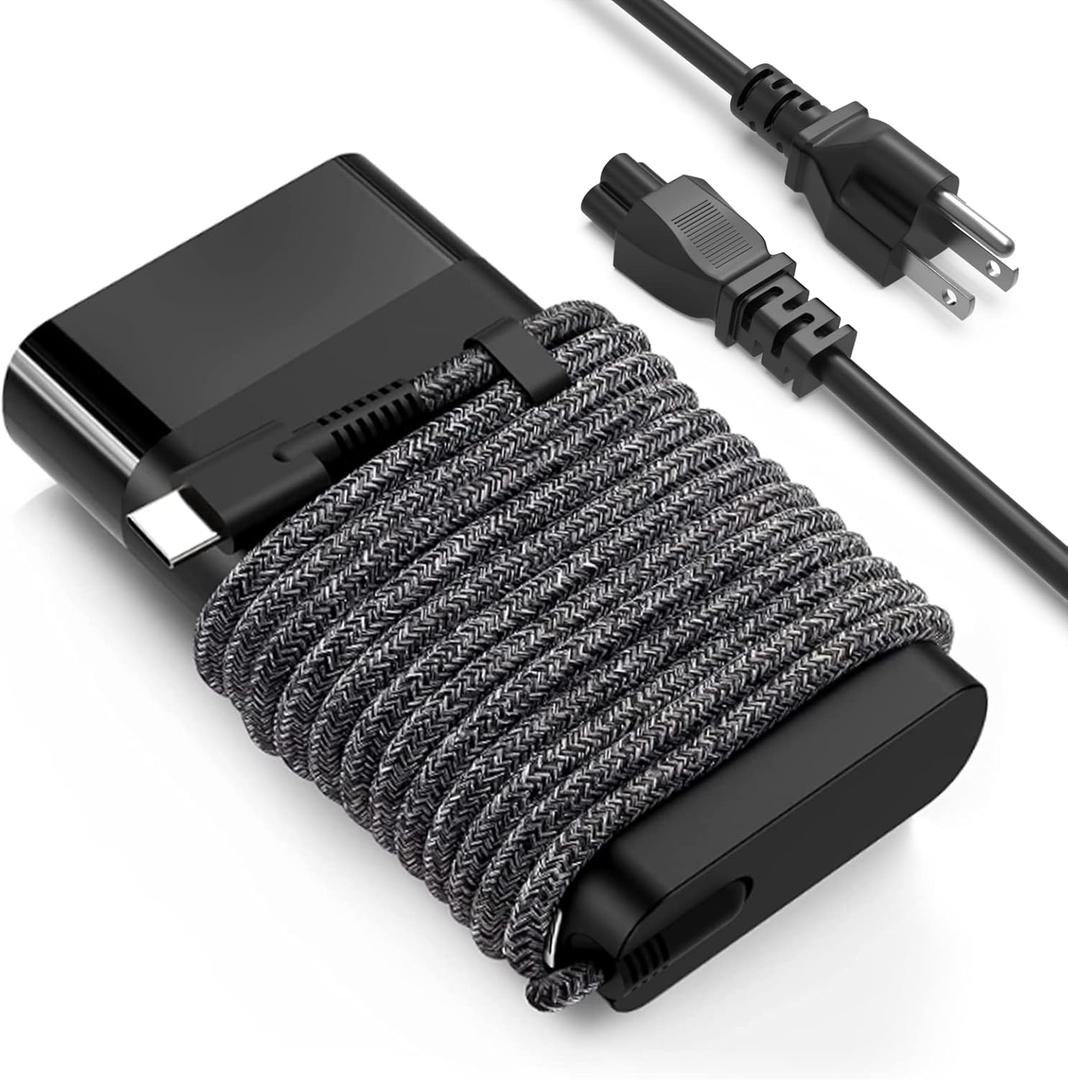 Slim 65W USB C Laptop Charger Compatible with HP Spectre x360, Envy, Elitebook x360, Omnibook, Pavilion, Chromebook, Elite x2 Travel Type C Power Cord Ac Adapter