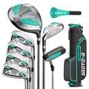 1GoTo-G 9 Pieces Golf Clubs Set for Women - Complete Golf Clubs Full Set Includes Stand Bag with Rain Hood, 1# Drive, 5# Hybrid, 5# 7# 9# PW# Irons and Putter, Green - Women’s, Left