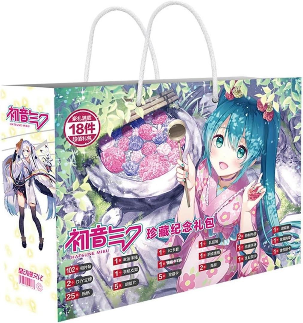 Green Hair Anime Girl Vocaloid Gift Set - Postcards, Pins, Stickers