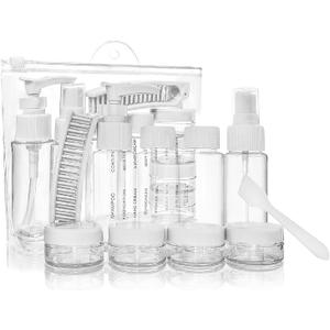 Portable Travel Bottles Kit, Upgraded TSA Approved Leak Proof Toiletry Containers Set, Clear PET Flight Size Cosmetic Containers for Lotion, Shampoo, Cream, Soap, Set of 12, White