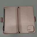 Antsturdy Compatible with iPhone 15 Wallet Case Card HolderRFID Blocking PU Leather Phone Case Women Men flip Protective Cover Wrist Strap Zipper Credit Card Slots,for Apple 15 6.1",Rose Gold