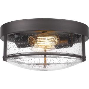 FEMILA Flush Mount Light Fixture, 12" Ceiling Light Fixtures, Farmhouse Porch Ceiling Lighting Outdoor, Oil Rubbed Bronze with Seeded Glass Shade,4FTJ22F ORB