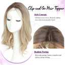 Fine Plus 18'' Hair Topper for Women with Thinning Hair & Gray Roots, Adds Volume and Natural Top Coverage with Soft Body Texture for Easy Daily Styling - Blonde with dark roots