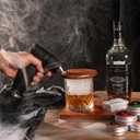 Whiskey Smoker Electric Set Bourbon Christmas Gifts for Men Old Fashioned Smoker Drink With 6 Wood Chips and 6 Whiskey Stones Food and Cocktail Smoked Kitchen Bar Tools Cool White Elephant Gifts Black