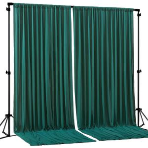 Hunter Green Backdrop Curtain-Wrinkle-Free Polyester Fabric Green Photography Curtains for Wedding Party Photo Background Decorations- 8 X10FT (Hunter Green) (W4' x H10'(2 Panels))