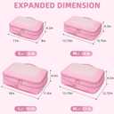 BAGAIL 4 Set/6 Set/8 Set Compression Packing Cubes Travel Accessories Expandable Packing Organizers (Square Mesh, 06-Pink)