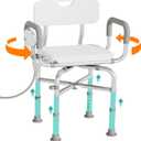 PETKABOO Swivel Shower Chair with Armrests and Back, 550 lbs Heavy-Duty Shower Seat for Showers and Bathtubs, 5- Height-Adjustable Adult Shower Chair, Elderly Bathtub Chair
