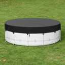 14 Ft Round Pool Cover for Metal Frame Above Ground Pools - Upgraded Windproof Design Compatible with Intex/Bestway Frame Above Ground Outdoor Swimming Pool (Black)