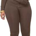 AUXDIO Women 2 Piece Outfits Casual Workout Sets Bodycon Tracksuit Zip Up Long Sleeve Hoodle Jacket Jogger Pants Set (Small, Coffee)