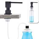 Soap Dispenser Square Built in Sinkwith 47'' Long Tube, Matte Black Brass Pump Head for Kitchen Sink with 17 oz Bottle