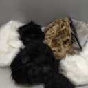 Liitrsh 3 Pcs Women's Faux Fur Hat and 3 Pairs Wrist Cuffs Russian Style Warm Cap Furry Bands Arm Warmer for Gift Daily Wear (White, Black, Brown)