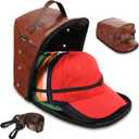 Hat Organizer Bag for Baseball Caps, Hat Travel Case Hat Storage Bag with Hat Holder Protects up to 12 Hats for Travel, Home Storage with Shoulder Strap, Brown, Patent Pending