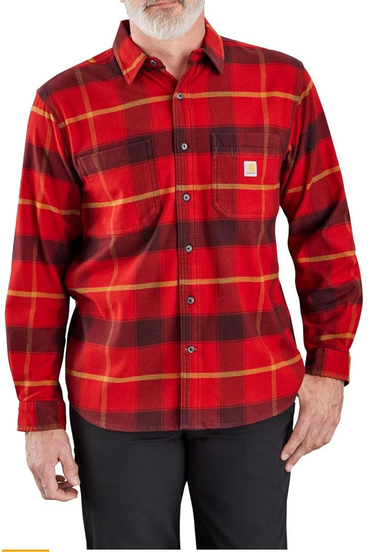 Carhartt Mens Rugged Flex Relaxed Fit Midweight Flannel Long-Sleeve Plaid Shirt XL