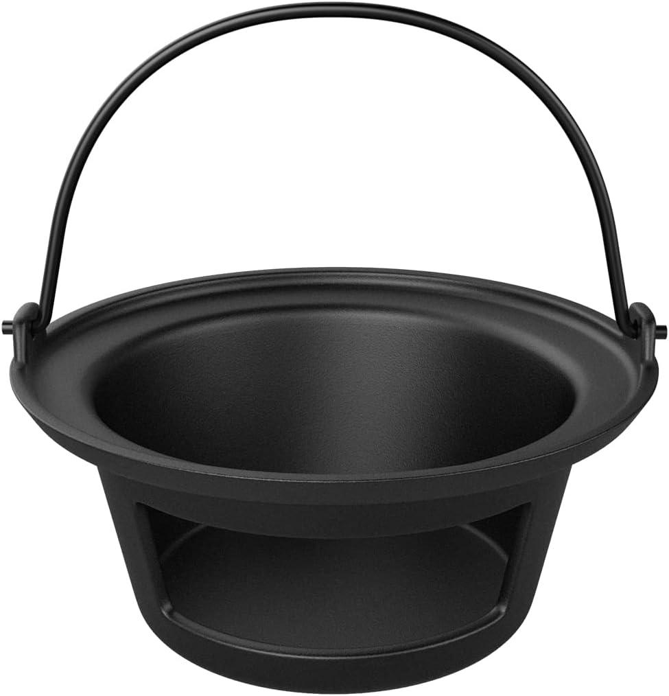 Cast Iron Ash Can with Foldable Handle for Big Green Egg Large, Ash Basket Charcoal Ash Collector for Kamado Joe Classic, Louisiana Grill LG24 and Grills,Heat-resistant, Rustproof