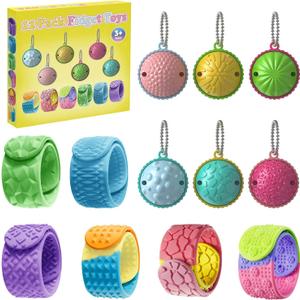 Fidget Toys Stress Balls for Kids, Sensory Ball Toys and Textured Silicone Slap Bracelets , Sensory Fidget Toys for Anxiety Relief, Autism ADHD Stress Relief Toy, Classroom Prize, Party Favors