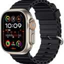 DaQin Ocean Band for Apple Watch Ultra 3/Ultra 2/Ultra 49mm 46mm 45mm 44mm 42mm Men, Soft Silicone Breathable Waterproof Sport Wristband Strap for iWatch Series 11 10 9 8 7 6 5 4 SE 3 2 1, Black