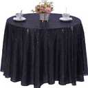 Black Sequin Tablecloth 90 Inch Round Sparkly Glitter Table Cover Overlays for Round Tables Wedding Birthday Party Prom Christmas Halloween Decorations