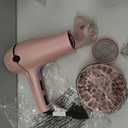 Conair Hair Dryer with Retractable Cord, 1875W Blow Dryer, 3 Heat Settings, 2 Speeds, Blow Dryer with Diffuser and Concentrator Attachments, Ionic + Tourmaline Technology, Matte Light Pink