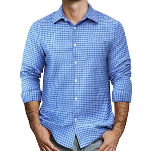Mens Gingham Button Down Shirt Long Sleeve Dress Shirts Business Casual Shirts with Pockets (XXL)
