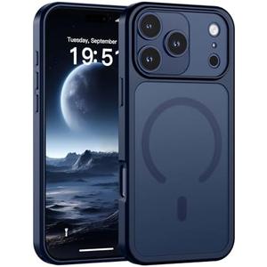 SUPFINE Magnetic for iPhone 17 Pro Max Case (Compatible with MagSafe)(Military Grade Drop Protection)(Camera Protection) Translucent Matte Shockproof Phone Cover,Dark Blue