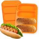 Hewomate Hot Dog Bun Pan, 2 Pack Hotdog Bun Pan, Silicone Hot Dog Bun Mold, 6 Inch Standard Hot Dog Bread Pan, Non-stick Homemade Hot Dog Bun Pans for Baking