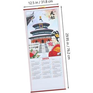 Desk Calendars 2025 1 Pcs Year of The Snake Hanging Scroll Calendar Advent Calendar White Board Calendar Chinese Lunar New Year