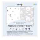 TotAha Premium Stretchy Crib Sheets (2-Pack)-Hypoallergenic, Silky Comfort, Buttery Soft, Calming Effect, All-Season Jersey-Knit Sheets, 9'' Extra Deep Pocket, Moon & Grey Sky